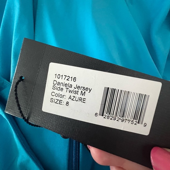 NWT Halston Women’s Daniela Jersey Side Twist Mini Dress in Blau in size 8 - Picture 9 of 9